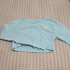 Women's Best Light Blue Long Sleeve Crop Top